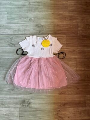 pink and white frock