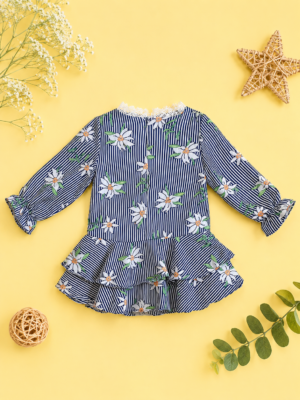 bloom stripe ruffle dress