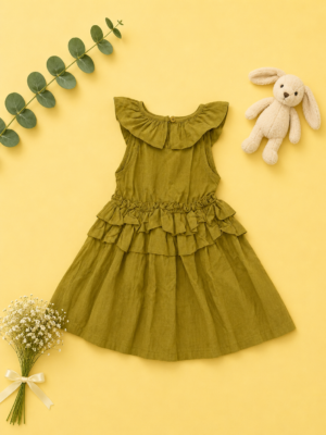 olive ruffle princess dress