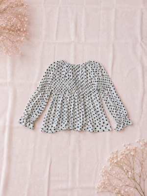 polka pearl peplum top