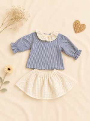 elegant stripe & skirt ensemble