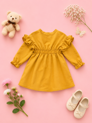 mustard blossom bow dress