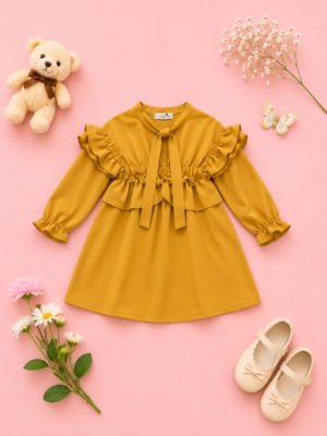 mustard blossom bow dress