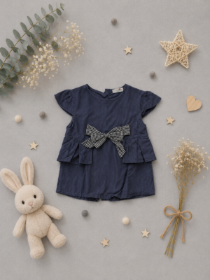 navy elegance bow romper