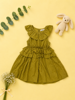 olive ruffle princess dress