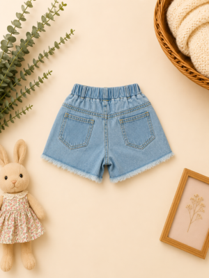 daisy bloom denim shorts