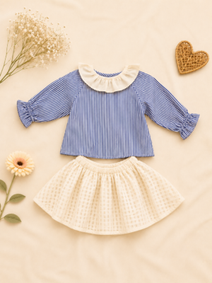 elegant stripe & skirt ensemble