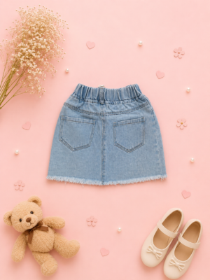 rosy ribbon denim skort