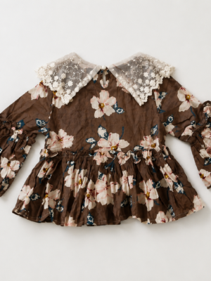 chocolate rose bell sleeve frock
