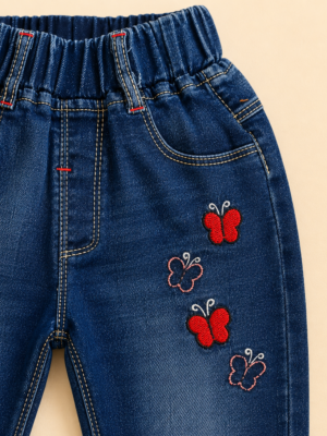 butterfly embroidery denim jeans