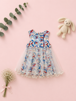 rainbow whirl tulle dress