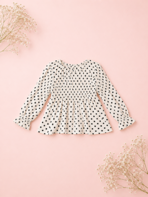 polka pearl peplum top
