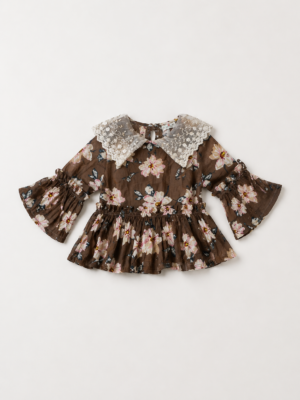 chocolate rose bell sleeve frock