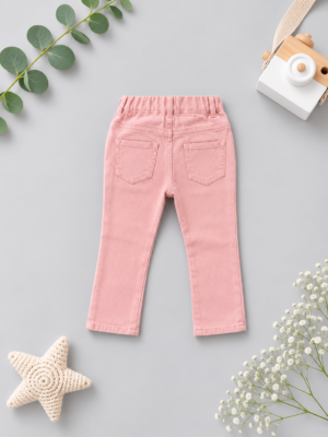 pink petal denim pants