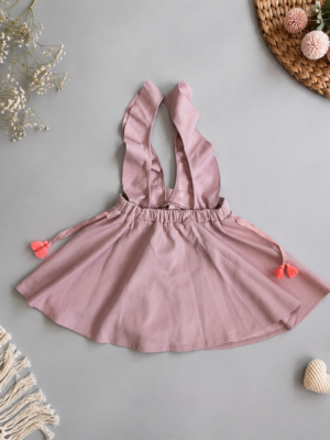 blush petal suspender skirt