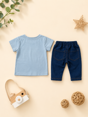 sky buddy tee & denim shorts set