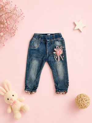 blossom bow denim jeans