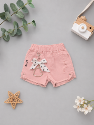 pink petal denim shorts