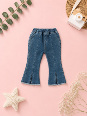 denim bloom flare pants