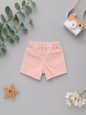 pink petal denim shorts