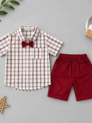 crimson check party set