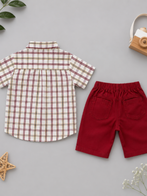crimson check party set