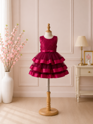 ruby ruffle party dress