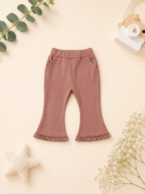 rosy ruffle flare pants