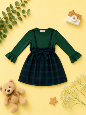 classic check bow dress